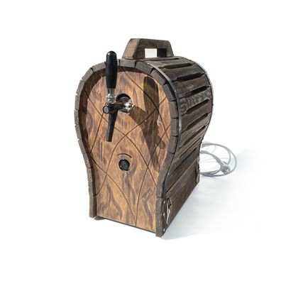 Zapfanlage, Bierzapfanlage, Bierkühler JET 30 mit Holzfass Optik