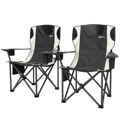 Outdoor Klappbare Campingstühle 2 mit Kopfstütze, Kühltasche, Belastbar bis 120 kg