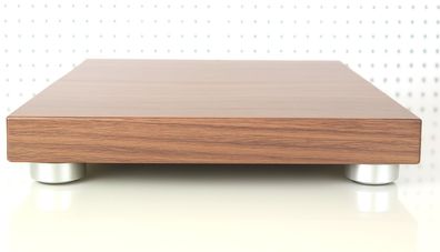 HiFi Gerätebasis nussbaum - 25x25 cm - Füsse silber - audio-IN -bASE nut25S