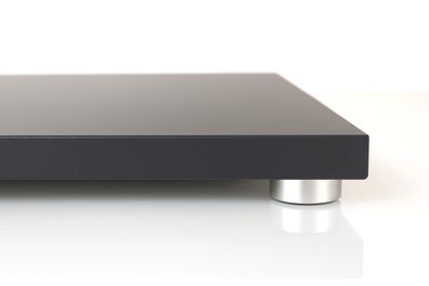 HiFi Gerätebasis schwarz - 45x35 cm - Füsse silber - audio-IN -bASE black45S