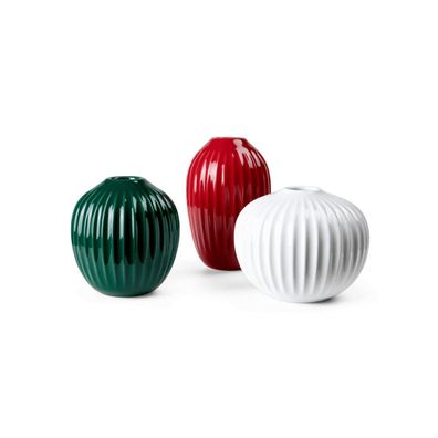 Kähler Design 692389 Hammershøi Miniaturvasen in Rot, Grün & Weiß