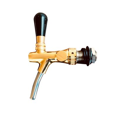 Zapfhahn, Bierzapfhahn, Schankhahn, Kolbenschankhahn - vergoldet, Gewindelänge 35 mm