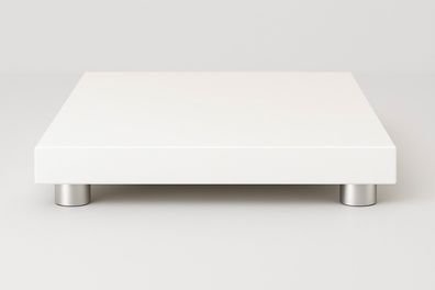 HiFi Gerätebasis weiss - 25x25 cm - Füsse silber - audio-IN -bASE white25S