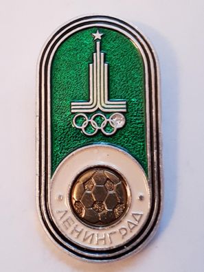 Anstecker Olympische Sommerspiele 1980 Moskau Fußball Leningrad