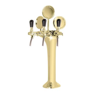 Schanksäule, Bierzapfsäule - Gold, 3-leitig, Elegant - Topp-Qualität