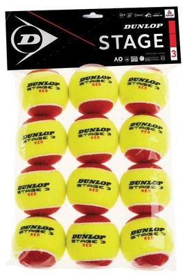 Tennisbälle DUNLOP STAGE 3 RED 12er Polybeutel ITF