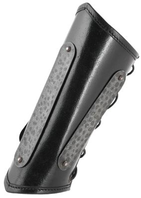Leder Armschützer Balor mit Metalldetails, schwarz