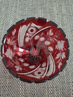 Glasschale mit eingearbeiteten Muster rot Arnstadt Kristall