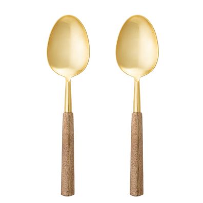 Bloomingville 82045253 Salatbesteck Set Servierbesteck - Goldene Servierlöffel