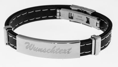 ID-Armband Kautschuk mit Ziernath mit Gravur