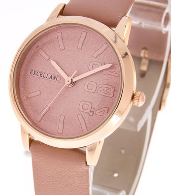 Damenuhr Excellanc Farbe rosegold apricot 30mm
