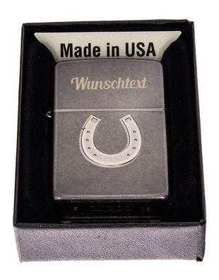 Zippo Feuerzeug Hufeisen Street Chrome mit Gravur