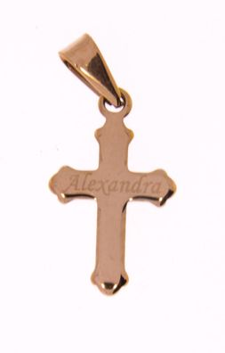 Anhänger Kreuz Farbe rosegold mit Wunschgravur