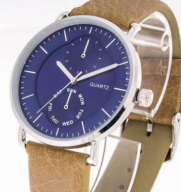 Herrenuhr Excellanc hellbraun blau