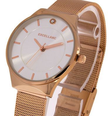 Damenuhr Excellanc Farbe rose gold mit Meshband 32mm