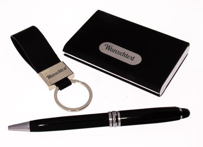 Geschenkset 3 tlg. schwarz mit Gravur
