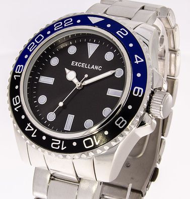 Herrenuhr Excellanc schwarz blaue Lünette #1