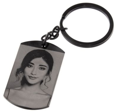 Schlüsselanhänger schwarz Dog Tag klein mit Fotogravur