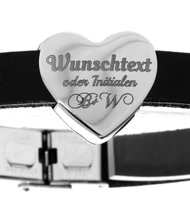 ID-Armband Herz Leder mit Gravur