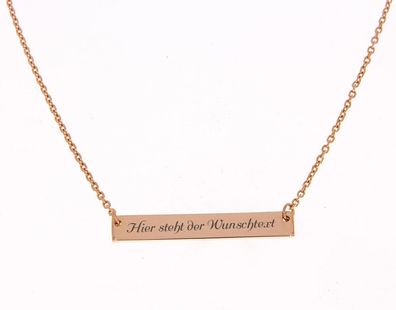 Nahu Kette mit Schild mit Gravur Silber 925 rose vergoldet