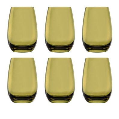 Farbige Trinkgläser, Wassergläser, Saftgläser - Elements, 6er-Set, Oliv, 335ml