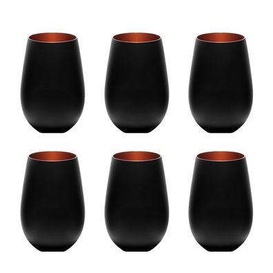 Farbige Trinkgläser Elements 6er-Set, zweifarbig Schwarz-Bronze, 456 ml
