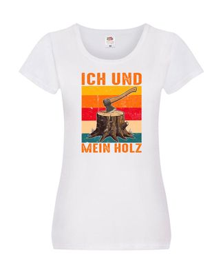 Ich und mein Holz | Hackebeil | Brennholz | Axt v2 Damen Shirt Weiß