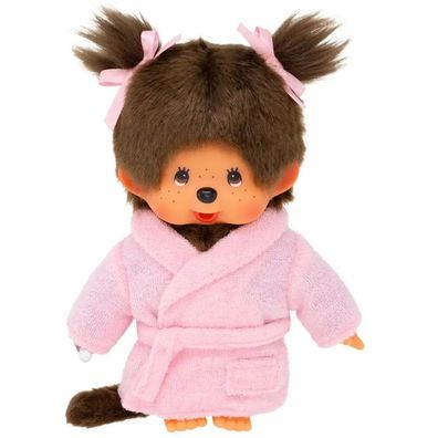 Mädchen im Bademantel mit Zöpfen | 20 cm Monchhichi Puppe | Fashion