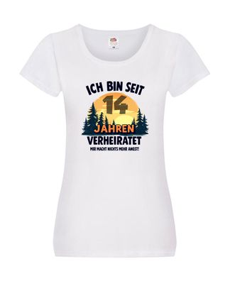Ich bin Verheiratet | 14. Hochzeitstag | Ehepaar v2 Damen Shirt Weiß