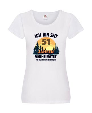 Ich bin Verheiratet | 51. Hochzeitstag | Ehepaar Damen Shirt Weiß