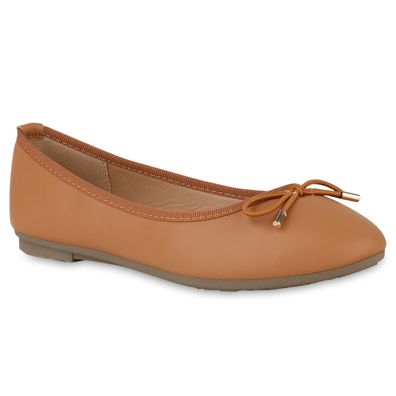 VAN HILL Damen Klassische Ballerinas Slippers Schleifen Schlupf-Schuhe