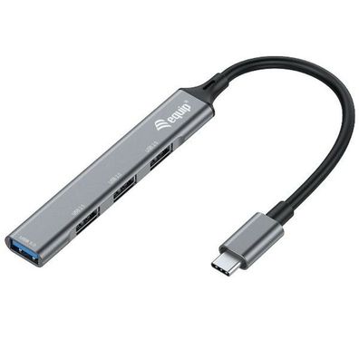 Equip USB-Hub 4-Port 3.1/C->1x3.0/3x2.0, o. Netzteil grau
