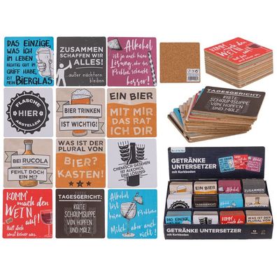 OOTB Untersetzer mit Korkboden Slogans ca. 95 cm