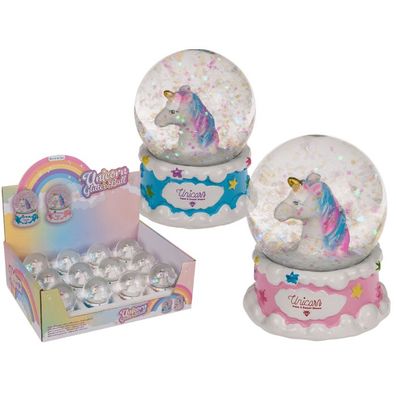 OOTB Glitterkugel Einhornkopf auf Sockel Unicorn