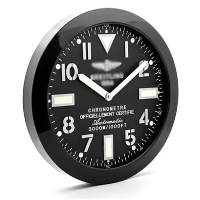 Wanduhr Breitling 1884 Avengers Style Schwarz 34cm Moderne Luxusuhr