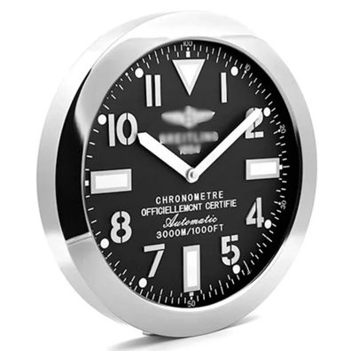 Wanduhr Breitling 1884 Avengers Style Stahl Schwarz 34cm Moderne Luxusuhr