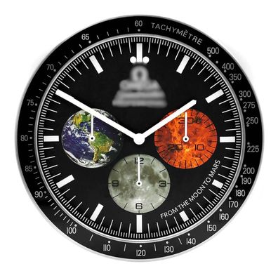 Wanduhr Omega Speedmaster Planeten Schwarz 40cm Moderne Luxus Uhr