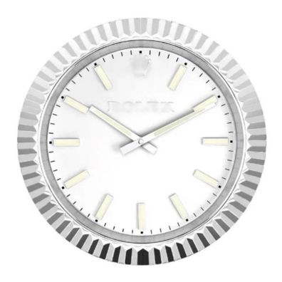 Wanduhr Rolex Datejust Fluted Bezel Silber Oyster Perpetual 34cm Moderne Luxusuhr