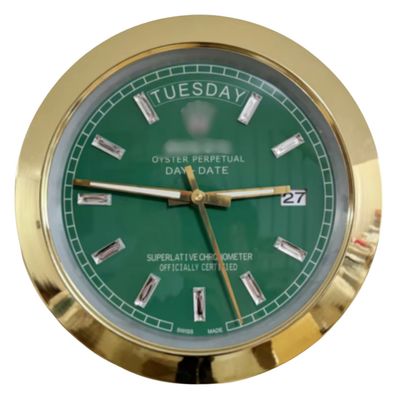 Wanduhr Rolex Day-Date Grün Smooth Bezel Gold Oyster Perpetual 34cm Uhr Luxusuhr