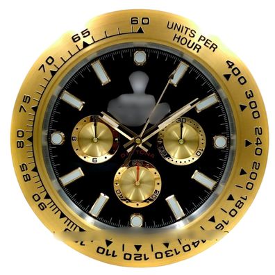 Wanduhr Rolex Daytona Chronograph Gold Schwarz Oyster Perpetual 34cm Luxusuhr