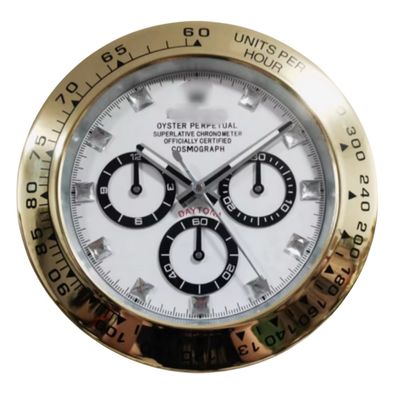 Wanduhr Rolex Daytona Diamanten Weiß Gold Chronograph Oyster Perpetual 34cm Luxusuh