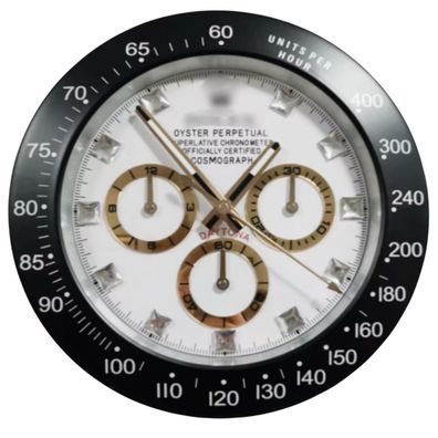 Wanduhr Rolex Daytona Panda Weiß Schwarz Diamant Chronograph Oyster 34cm Luxusuhr