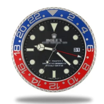 Wanduhr Rolex GMT-Master 2 Pepsi Rot Blau 34cm Moderne Luxusuhr