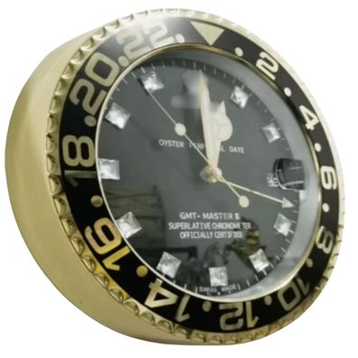 Wanduhr Rolex GMT-Master 2 Schwarz Gold Diamant 34cm Moderne Luxusuhr