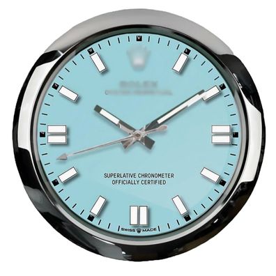 Wanduhr Rolex Tiffany Dial Oyster Perpetual 34cm Moderne Luxusuhr