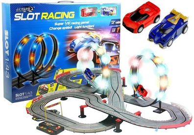 Rennstrecke 2 Autos Controller Loop Lichter Slot Cars
