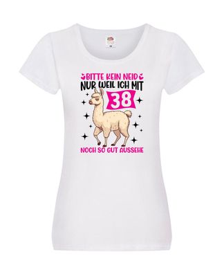 38. Geburtstag | 38 Jahre | Lama | gut aussehen Damen Shirt Weiß