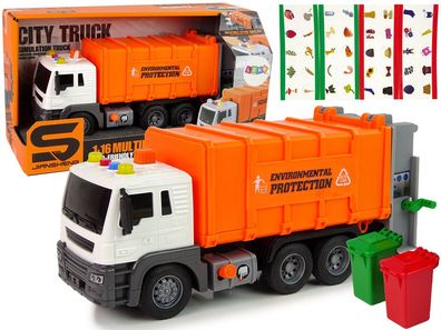 Müllwagen Friktionsantrieb Soundeffekte Orange 1:16 Segregation