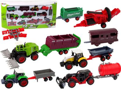 Set Landwirtschaftliche Fahrzeuge Traktor 12-teilig Metall