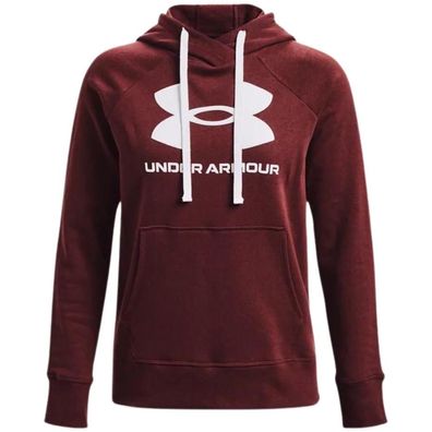 Under Armour Rival Fleece Logo Hoodie für Damen, Burgunderrot, 1356318 690
